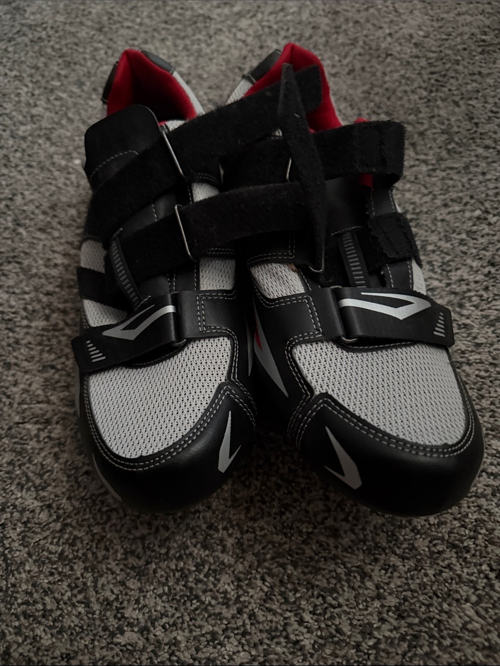 Venzo Mens Cycling 3 Strap Bike Shoes Black Red Size 13 New
